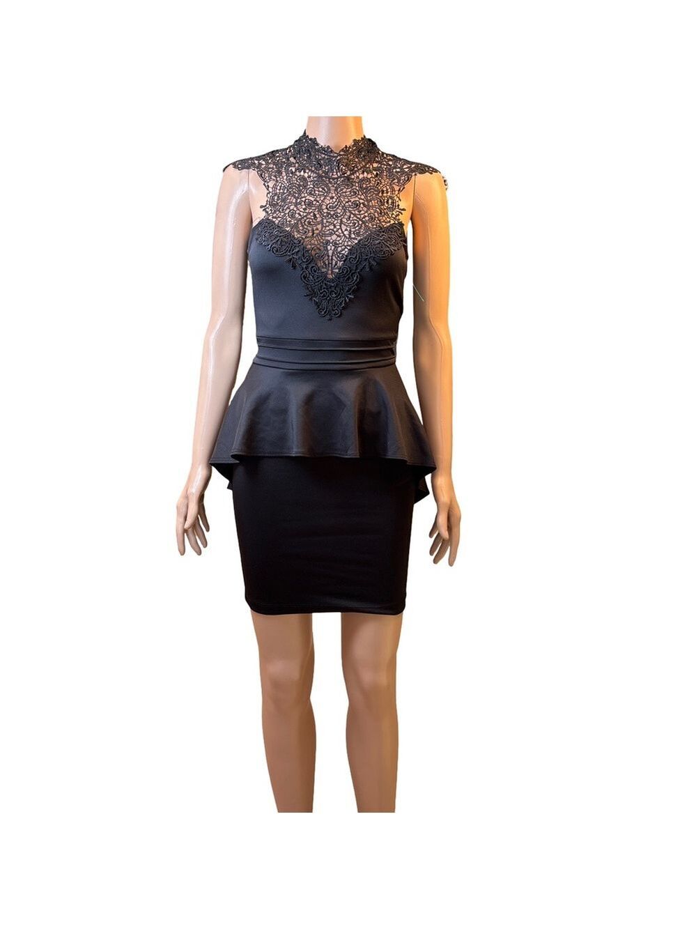 Liberty Love Black Lace Sleeveless Bodycon Mini Dress Small